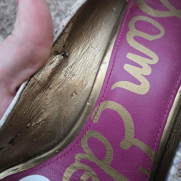 Sam Eldeman Snake Print Platform Womens  Heels Size 8.5 Leather - Picture 13 of 13